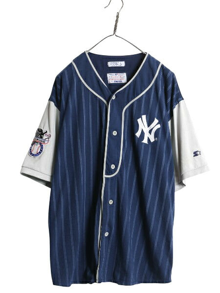 90s ヤンキース ベースボール シャツ メンズ L / オールド MLB オフィシャル スターター 大リーグ ユニフォーム 半袖シャツ ヘビーウェイト