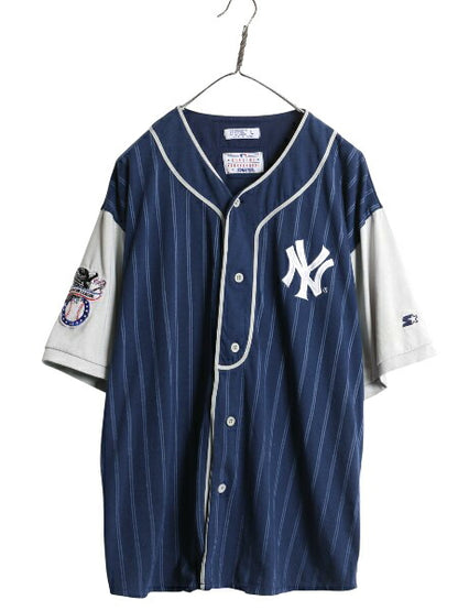 90s ヤンキース ベースボール シャツ メンズ L / オールド MLB オフィシャル スターター 大リーグ ユニフォーム 半袖シャツ ヘビーウェイト