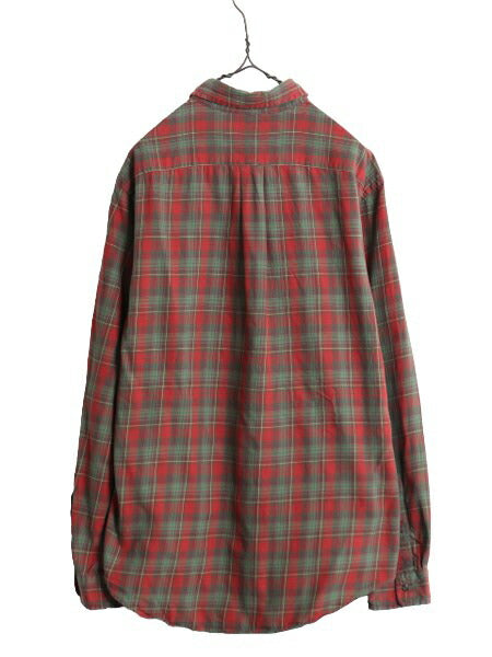 90s ラルフローレン チェック 長袖 ボタンダウン シャツ メンズ L / 90年代 オールド ポロ コットン 長袖シャツ マルチカラー ワンポイント