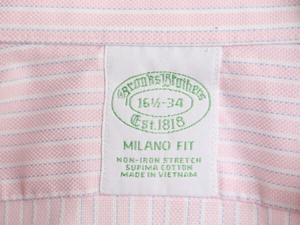 ブルックスブラザーズ ストライプ 長袖 シャツ メンズ L 程/ 古着 Brooks Brothers ピマ コットン ノーアイロン ストレッチ ワイシャツ BD