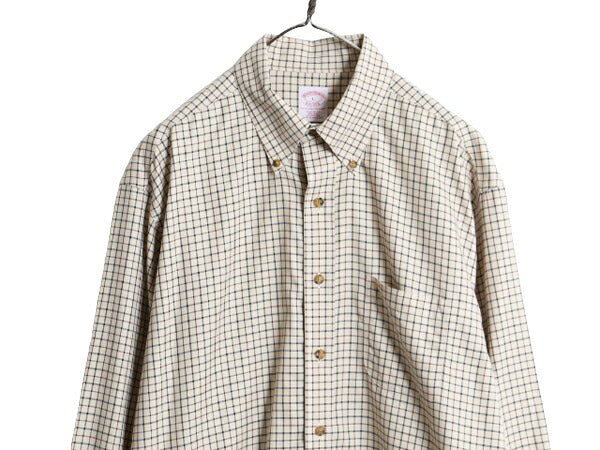 ブルックスブラザーズ チェック 長袖 ボタンダウン シャツ メンズ L Brooks Brothers ノーアイロン ワイシャツ ポケット付き マルチカラー