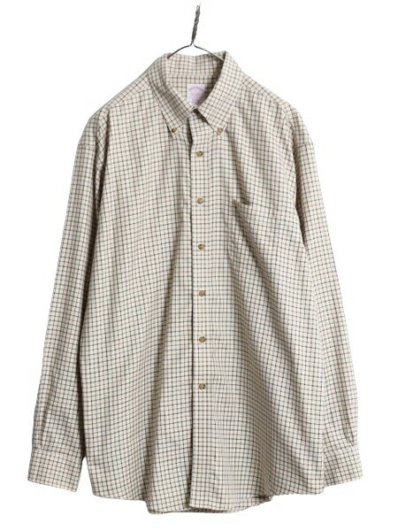 ブルックスブラザーズ チェック 長袖 ボタンダウン シャツ メンズ L Brooks Brothers ノーアイロン ワイシャツ ポケット付き マルチカラー