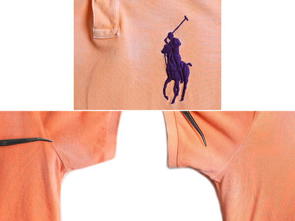 ビッグポニー ■ ポロ ラルフローレン 鹿の子 半袖 ポロシャツ ( メンズ M ) 古着 POLO 半袖シャツ カスタムフィット ポニー刺繍 オレンジ