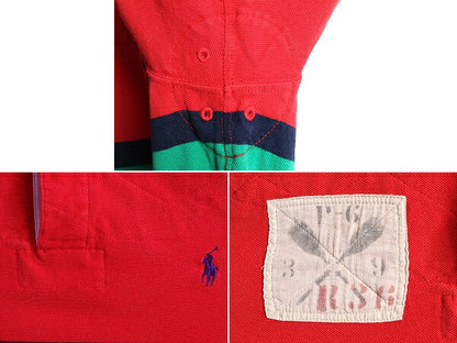 ■ ポロ ラルフローレン ボーダー 半袖 ポロシャツ メンズ L POLO 半袖シャツ ラガー シャツ タイプ ラグビー ステンシル カスタムフィット