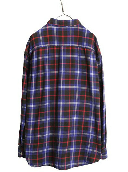 90s OLD GAP チェック ヘビー フランネル シャツ メンズ XL オールド ギャップ 長袖シャツ コットン ポケット付き ネルシャツ マルチカラー