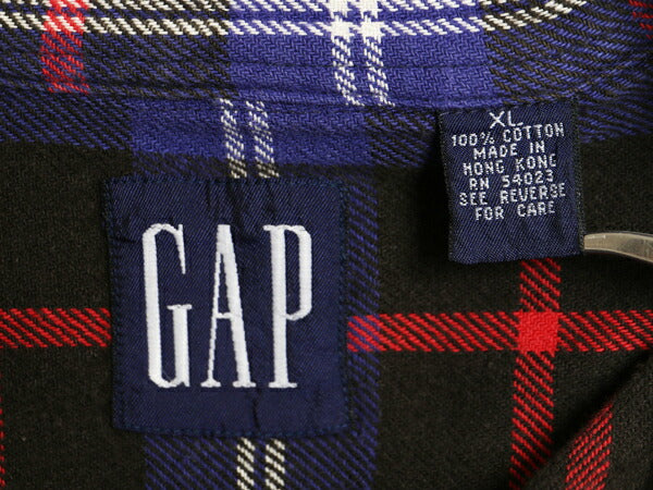 90s OLD GAP チェック ヘビー フランネル シャツ メンズ XL オールド ギャップ 長袖シャツ コットン ポケット付き ネルシャツ マルチカラー
