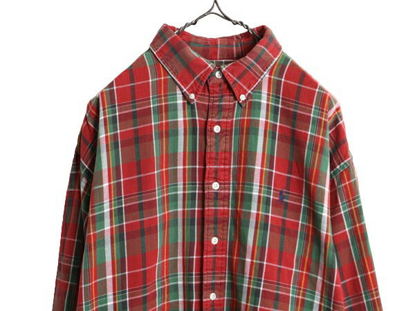 90s THE BIG SHIRT ラルフローレン チェック ボタンダウン ヘビー フランネル シャツ メンズ XL オールド ポロ ビッグシャツ 大きいサイズ