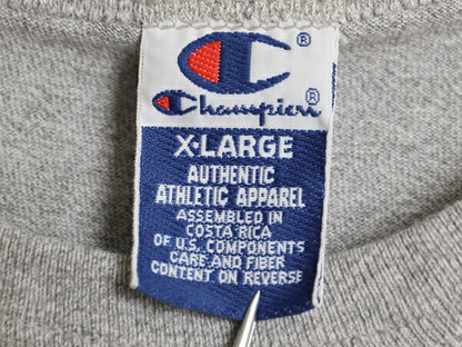 90s チャンピオン 3段 カレッジ フットボール プリント Tシャツ メンズ XL オールド カットソー 大きいサイズ ヘビーウェイト 目付き 杢灰