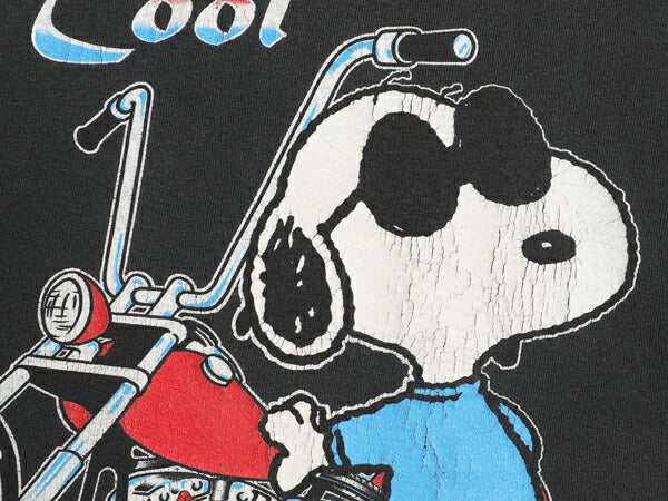 00s スヌーピー プリント Tシャツ メンズ レディース L / オールド ピーナッツ オフィシャル キャラクター ブラック バイク ヘビーウェイト