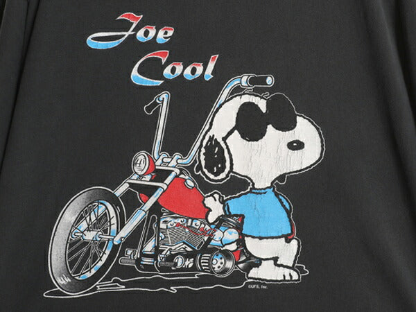 00s スヌーピー プリント Tシャツ メンズ レディース L / オールド ピーナッツ オフィシャル キャラクター ブラック バイク ヘビーウェイト