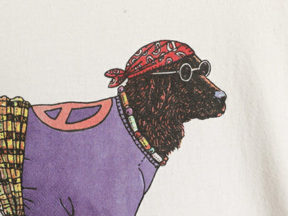 90s USA製 ドッグ アート イラスト プリント Tシャツ メンズ レディース XL / 90年代 オールド 犬 アニマル 大きいサイズ グラフィック 白