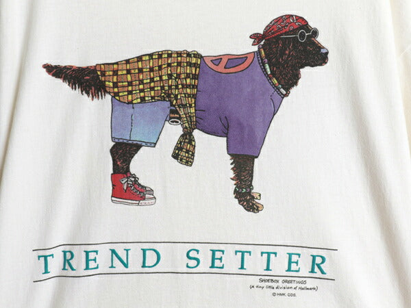 90s USA製 ドッグ アート イラスト プリント Tシャツ メンズ レディース XL / 90年代 オールド 犬 アニマル 大きいサイズ グラフィック 白