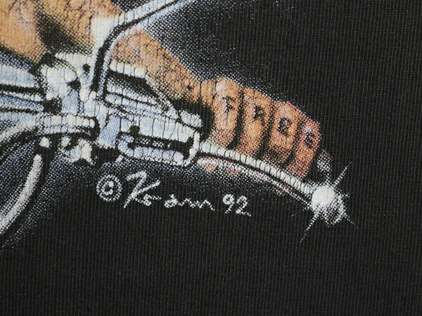 90s ハーレー ダビッドソン 両面 プリント 半袖 Tシャツ メンズ XL 程/ オールド イーグル ウルフ バイク アート イラスト 大きいサイズ 黒