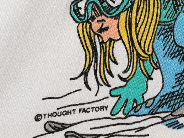 90s USA製 スキーヤー ジョーク イラスト プリント 長袖 Tシャツ メンズ レディース M 古着 オールド スキー キャラクター アート ロンT 白