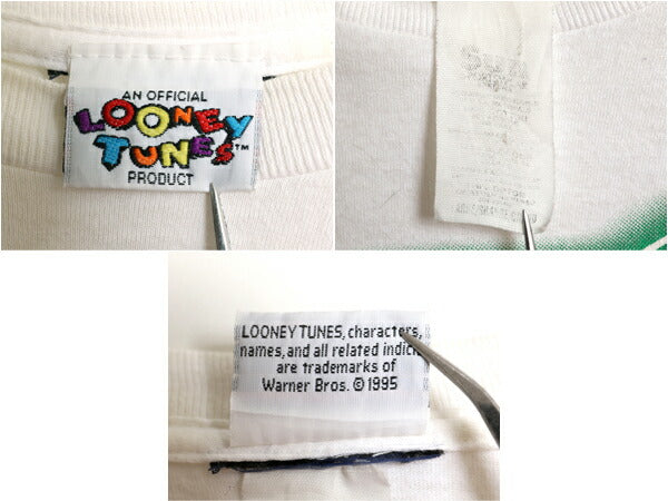 90s ワーナー タズマニアンデビル プリント 長袖 Tシャツ メンズ レディース L / オールド オフィシャル キャラクター イラスト ロンT 白