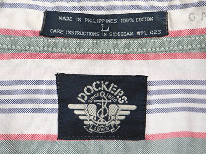 90s ドッカーズ リーバイス オックスフォード ストライプ 長袖 ボタンダウン シャツ メンズ L 90年代 オールド LEVIS DOCKERS マルチカラー