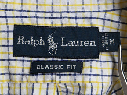 90s ラルフローレン チェック オックスフォード 長袖 ボタンダウン シャツ メンズ M オールド ポロ 長袖シャツ ワンポイント マルチカラー