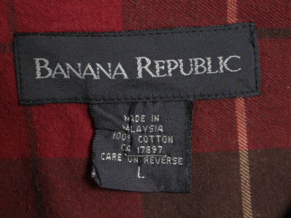 90s バナナリパブリック チェック 長袖 ボタンダウン シャツ メンズ L / 古着 オールド BANANA REPUBLIC 長袖シャツ コットン マルチカラー