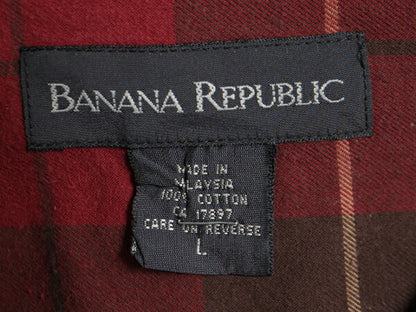 90s バナナリパブリック チェック 長袖 ボタンダウン シャツ メンズ L / 古着 オールド BANANA REPUBLIC 長袖シャツ コットン マルチカラー