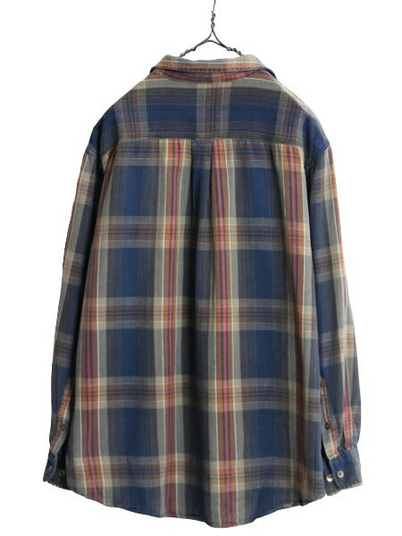 90s バナナリパブリック チェック フランネル シャツ メンズ L 古着 90年代 オールド BANANA REPUBLIC 長袖シャツ ネルシャツ マルチカラー