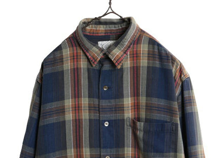 90s バナナリパブリック チェック フランネル シャツ メンズ L 古着 90年代 オールド BANANA REPUBLIC 長袖シャツ ネルシャツ マルチカラー