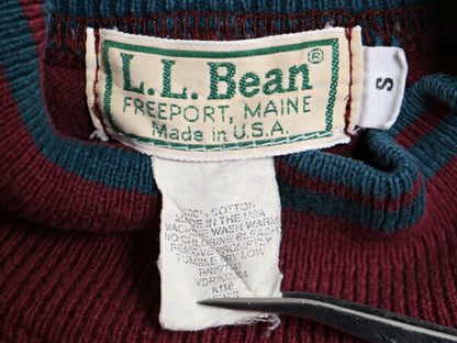 80s USA製 エルエルビーン モックネック ボーダー 長袖 Tシャツ メンズ S / 80年代 ヴィンテージ LLBEAN ラガーシャツ 素材 ヘビーウェイト