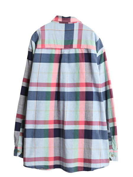 90s ランズエンド チェック 長袖 ボタンダウン シャツ メンズ XL オールド 長袖シャツ オックスフォード  コットン ゆったり 大きいサイズ