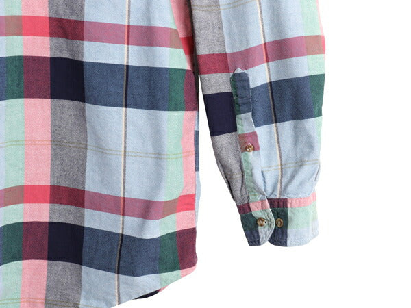 90s ランズエンド チェック 長袖 ボタンダウン シャツ メンズ XL オールド 長袖シャツ オックスフォード  コットン ゆったり 大きいサイズ