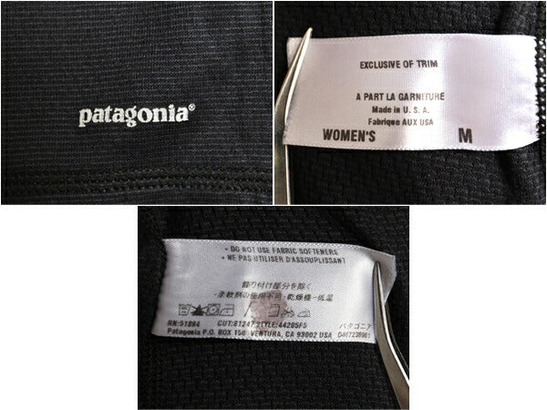 00s 05年製 USA製 パタゴニア キャプリーン ヘンリーネック 長袖 Tシャツ レディース M オールド Patagonia ストレッチ インナー ブラック
