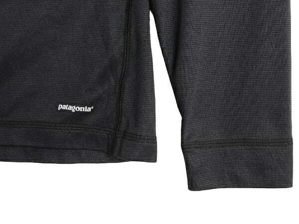 00s 05年製 USA製 パタゴニア キャプリーン ヘンリーネック 長袖 Tシャツ レディース M オールド Patagonia ストレッチ インナー ブラック