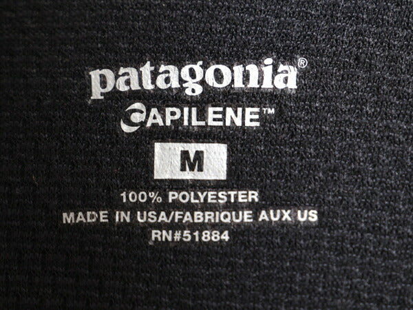 00s 05年製 USA製 パタゴニア キャプリーン ヘンリーネック 長袖 Tシャツ レディース M オールド Patagonia ストレッチ インナー ブラック