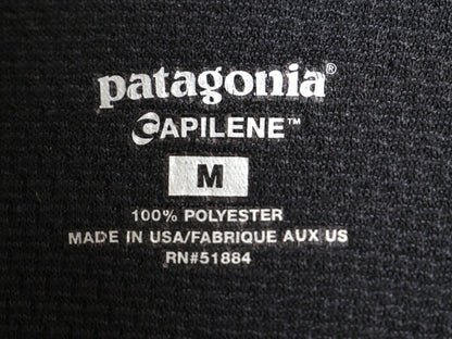 00s 05年製 USA製 パタゴニア キャプリーン ヘンリーネック 長袖 Tシャツ レディース M オールド Patagonia ストレッチ インナー ブラック