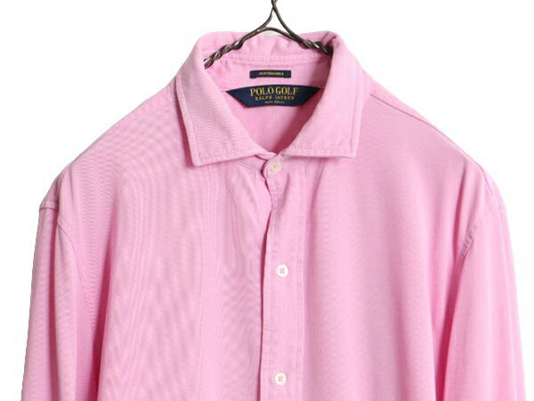 ポロゴルフ ラルフローレン 長袖 シャツ メンズ M / POLO GOLF 長袖シャツ シンプル 無地 ペルー製 ピマ コットン ストレッチ ポニー無し