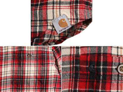 US企画 ■ カーハート チェック ボタンダウン 長袖 フランネル シャツ ( メンズ L ) 古着 Carhartt ネルシャツ ワーク ポケット付き 廃盤