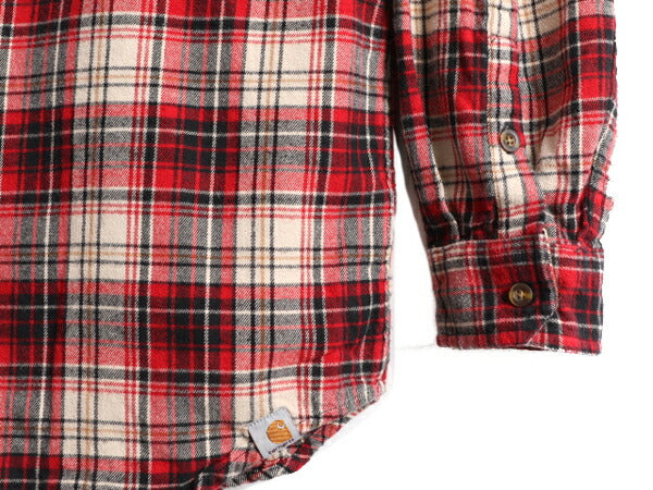 US企画 ■ カーハート チェック ボタンダウン 長袖 フランネル シャツ ( メンズ L ) 古着 Carhartt ネルシャツ ワーク ポケット付き 廃盤