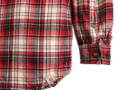 US企画 ■ カーハート チェック ボタンダウン 長袖 フランネル シャツ ( メンズ L ) 古着 Carhartt ネルシャツ ワーク ポケット付き 廃盤
