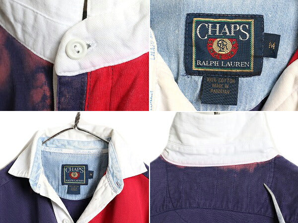 80s ■ CHAPS ラルフローレン クレイジー パターン 長袖 ラガーシャツ メンズ M / 古着 POLO 80年代 ビンテージ チャップス ポロ ラグビー