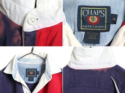 80s ■ CHAPS ラルフローレン クレイジー パターン 長袖 ラガーシャツ メンズ M / 古着 POLO 80年代 ビンテージ チャップス ポロ ラグビー