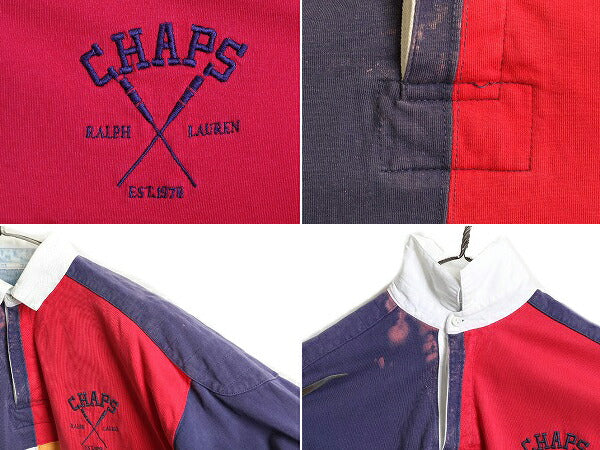 80s ■ CHAPS ラルフローレン クレイジー パターン 長袖 ラガーシャツ メンズ M / 古着 POLO 80年代 ビンテージ チャップス ポロ ラグビー