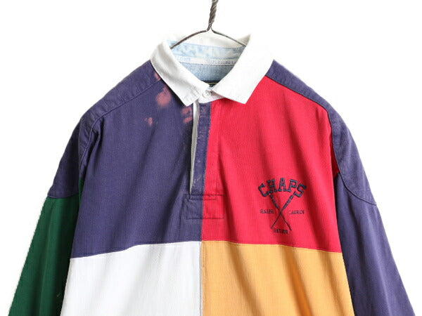 80s ■ CHAPS ラルフローレン クレイジー パターン 長袖 ラガーシャツ メンズ M / 古着 POLO 80年代 ビンテージ チャップス ポロ ラグビー