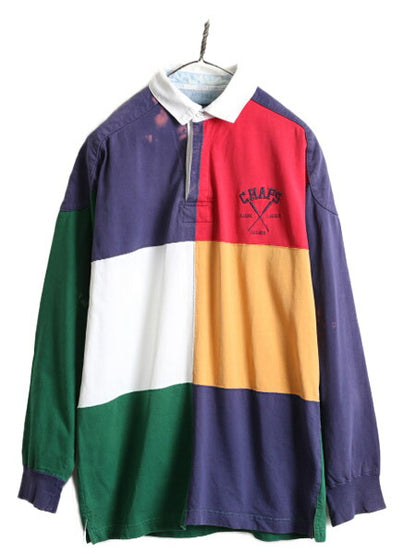 80s ■ CHAPS ラルフローレン クレイジー パターン 長袖 ラガーシャツ メンズ M / 古着 POLO 80年代 ビンテージ チャップス ポロ ラグビー