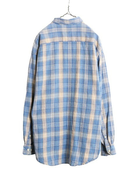 00s OLD GAP チェック 長袖 シャツ メンズ L 00年代 オールド ギャップ コットン リネン 麻 ポケット付き 長袖シャツ マルチカラー 旧タグ
