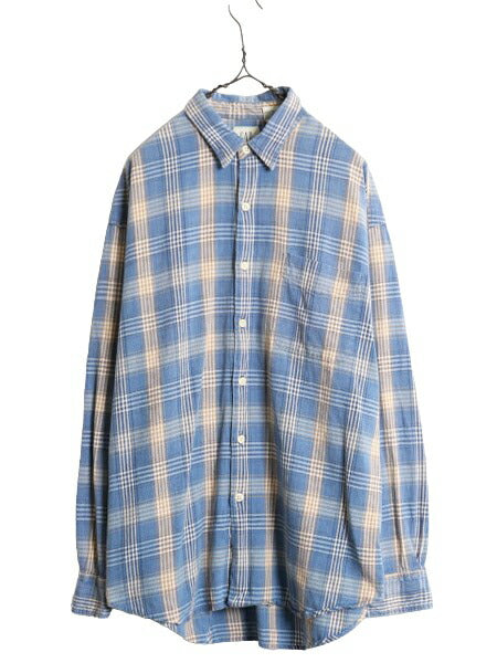 00s OLD GAP チェック 長袖 シャツ メンズ L 00年代 オールド ギャップ コットン リネン 麻 ポケット付き 長袖シャツ マルチカラー 旧タグ