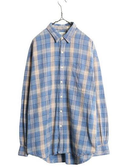 00s OLD GAP チェック 長袖 シャツ メンズ L 00年代 オールド ギャップ コットン リネン 麻 ポケット付き 長袖シャツ マルチカラー 旧タグ