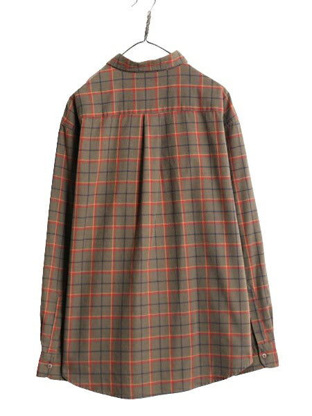 90s エルエルビーン チェック 長袖 フランネル シャツ メンズ XL 古着 オールド LLBean 長袖シャツ ネルシャツ 大きいサイズ マルチカラー