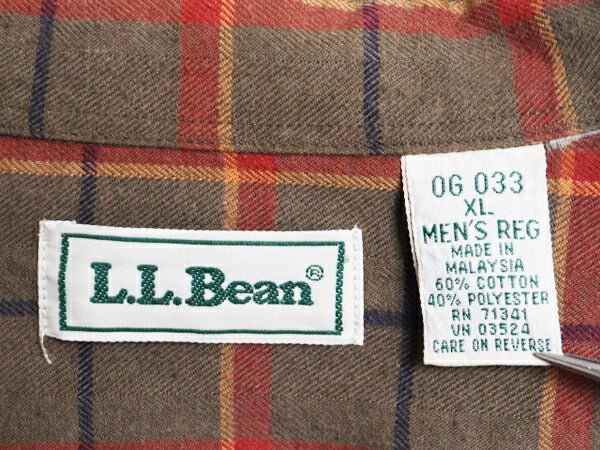 90s エルエルビーン チェック 長袖 フランネル シャツ メンズ XL 古着 オールド LLBean 長袖シャツ ネルシャツ 大きいサイズ マルチカラー