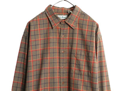 90s エルエルビーン チェック 長袖 フランネル シャツ メンズ XL 古着 オールド LLBean 長袖シャツ ネルシャツ 大きいサイズ マルチカラー