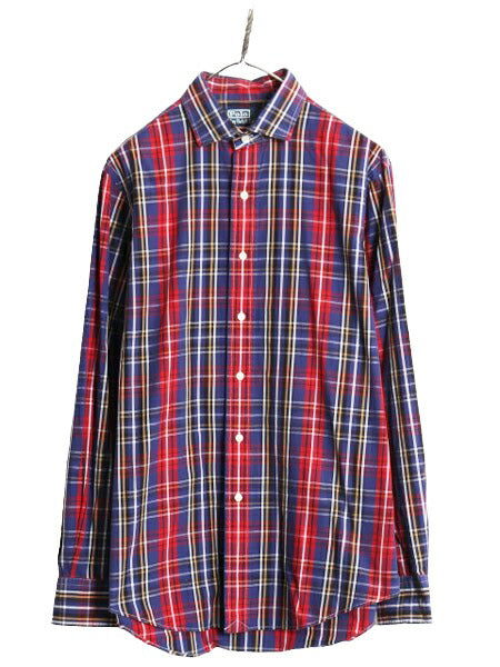 00s ポロ ラルフローレン チェック 長袖 シャツ メンズ M 古着 00年代 オールド コットン 長袖シャツ ワイシャツ ポニー無し マルチカラー
