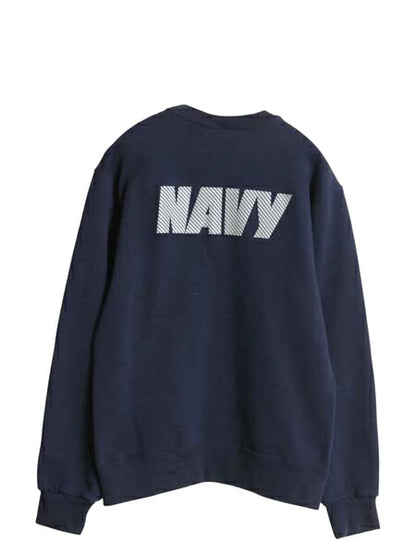 90s USA製 US NAVY 両面 プリント スウェット フード パーカー メンズ S / オールド ミリタリー トレーナー 裏起毛 軍物 ネイビー USN 海軍