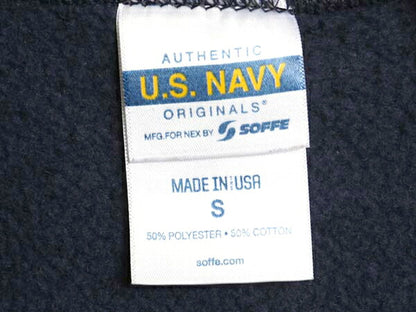 90s USA製 US NAVY 両面 プリント スウェット フード パーカー メンズ S / オールド ミリタリー トレーナー 裏起毛 軍物 ネイビー USN 海軍